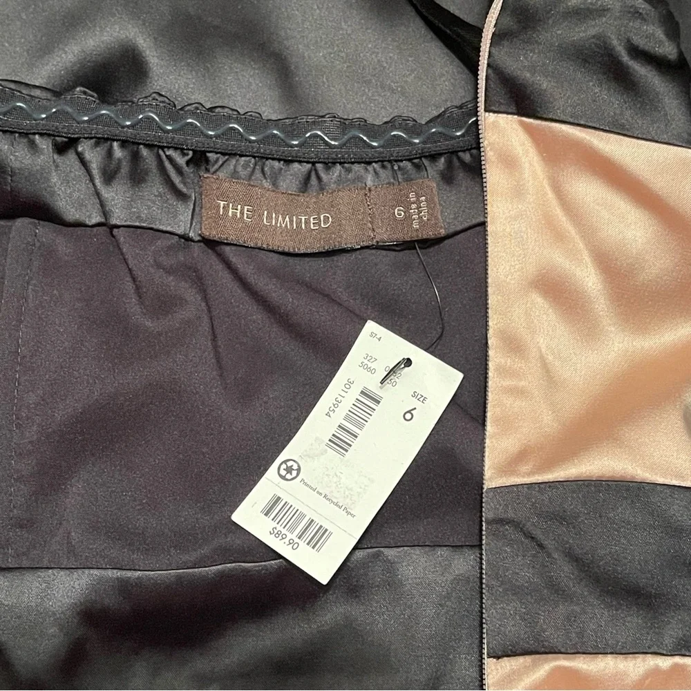 NWT Limited Satin Black Gold Bodice Strapless Cocktail Party Mini Micro Dress 6 - Picture 6 of 7